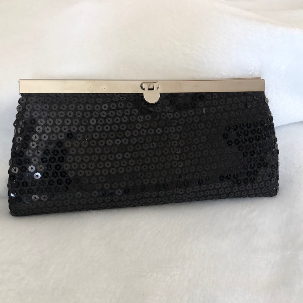 🆕Sequin clutch bag/wallet! Black/silver! 5 compartments & 1 zip coin! Dustcover